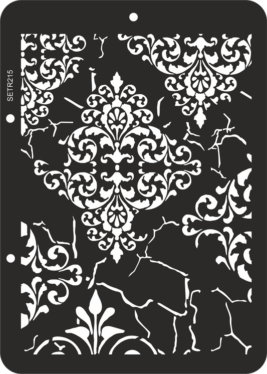 Reusable plastic stencil for decoration, scrapbooking, decoupage 'ScrapEgo' / damask cracks / SETR215