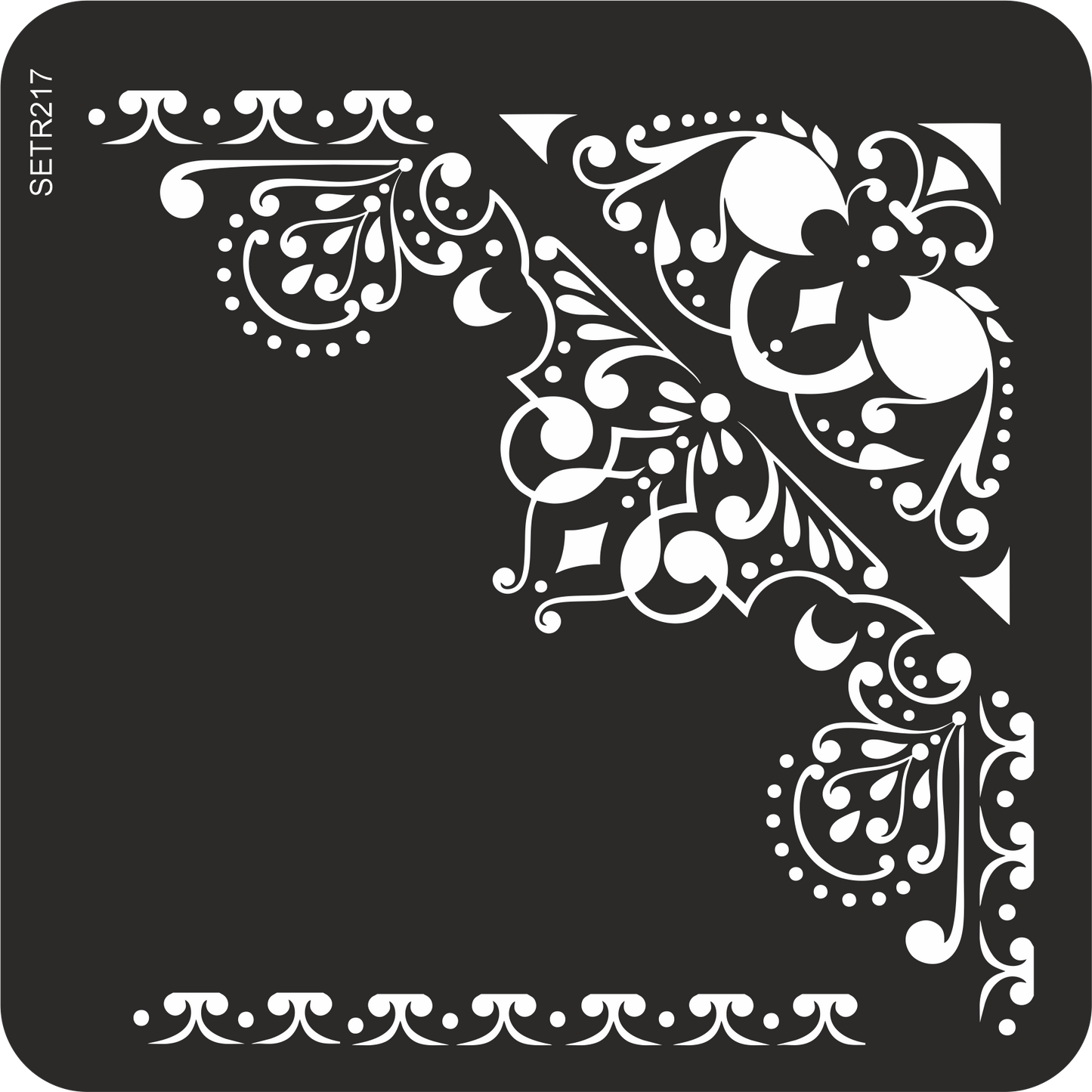 Reusable plastic stencil for decoration, scrapbooking, decoupage 'ScrapEgo' / corner / SETR217