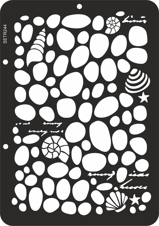 Reusable plastic stencil for decoration, scrapbooking, decoupage 'ScrapEgo' / seashells sea / SETR244