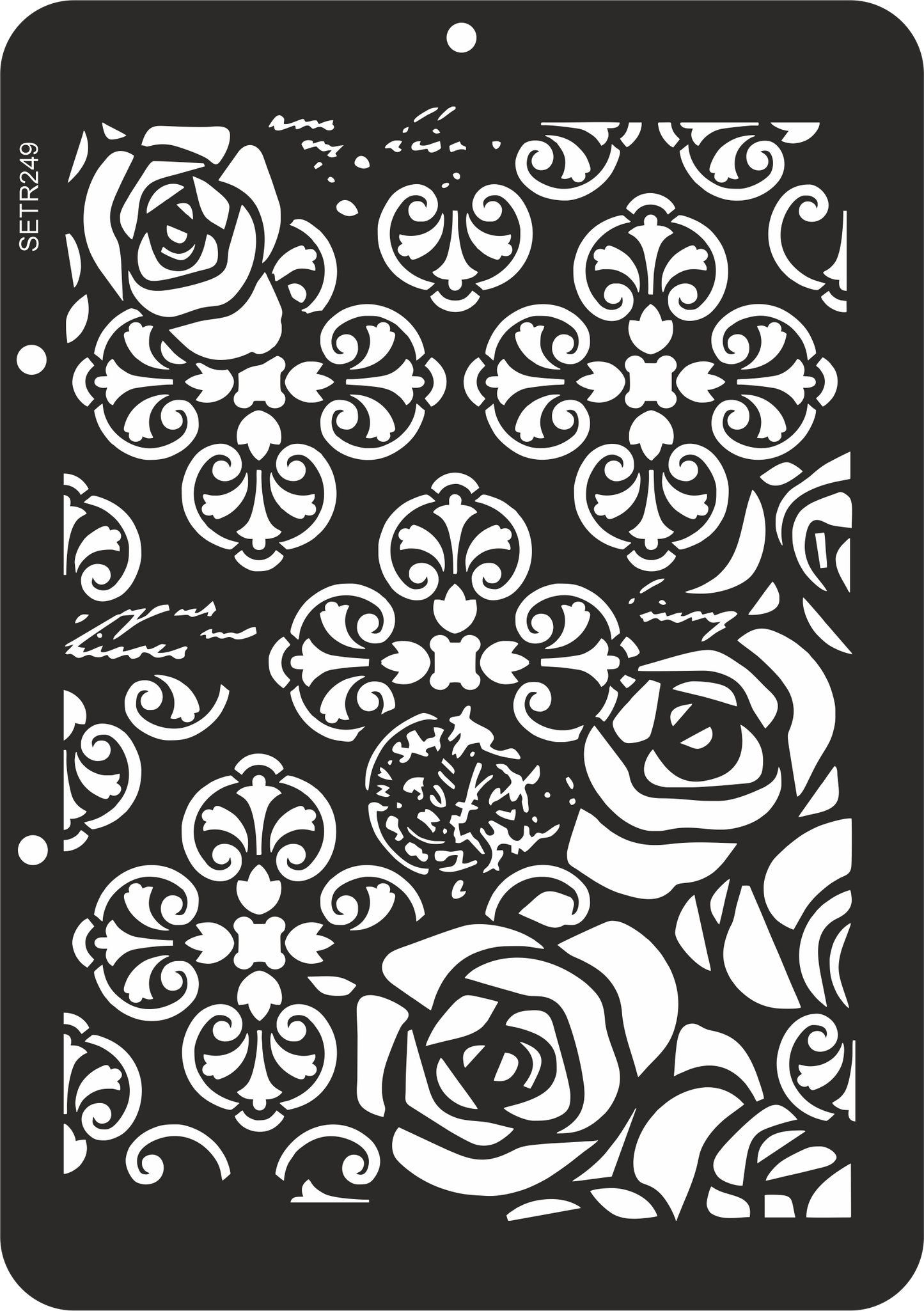 Reusable plastic stencil for decoration, scrapbooking, decoupage 'ScrapEgo' / damask flowers / SETR249