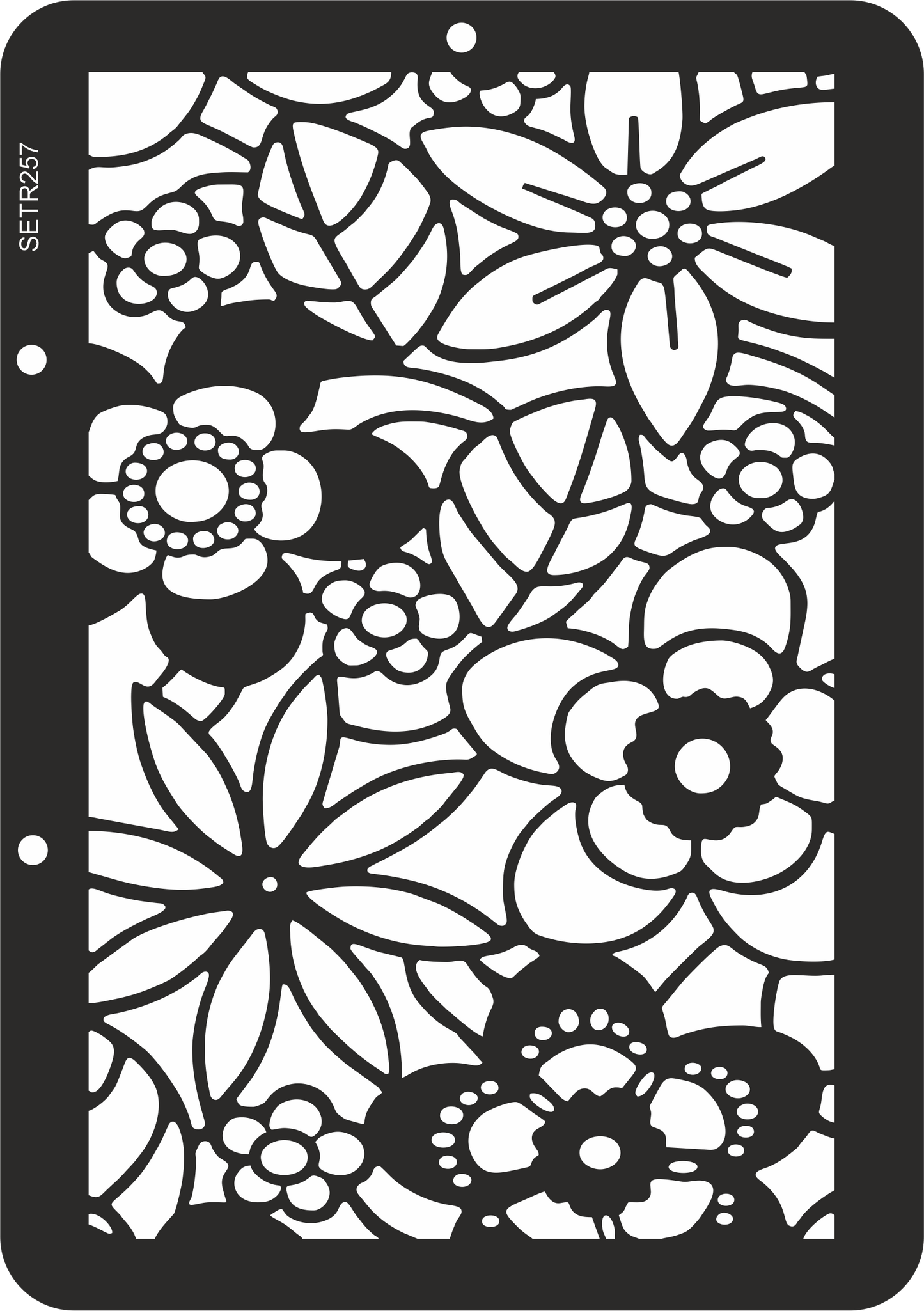 Reusable plastic stencil for decoration, scrapbooking, decoupage 'ScrapEgo' / flowers / SETR257