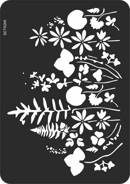 Reusable plastic stencil for decoration, scrapbooking, decoupage 'ScrapEgo' / flowers / SETR268