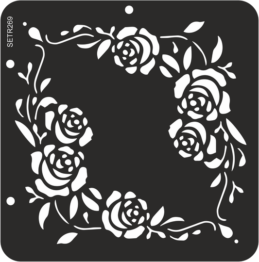 Reusable plastic stencil for decoration, scrapbooking, decoupage 'ScrapEgo' / rose wreath / SETR269