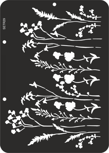 Reusable stencil for decoupage, scrapbooking, mixedmedia techniques, decoration. branches and blades of grass