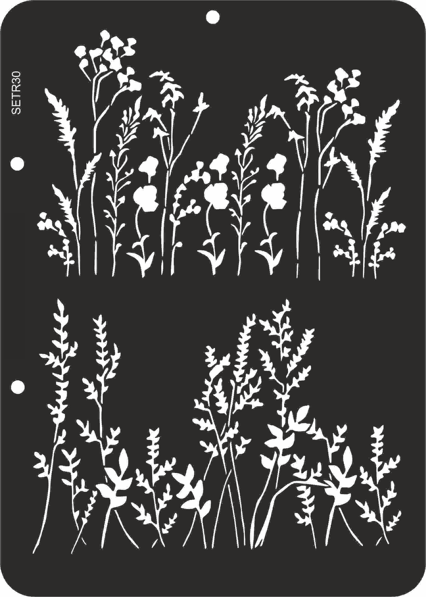 Reusable stencil for decoupage, scrapbooking, mixedmedia techniques, decoration. branches and blades of grass