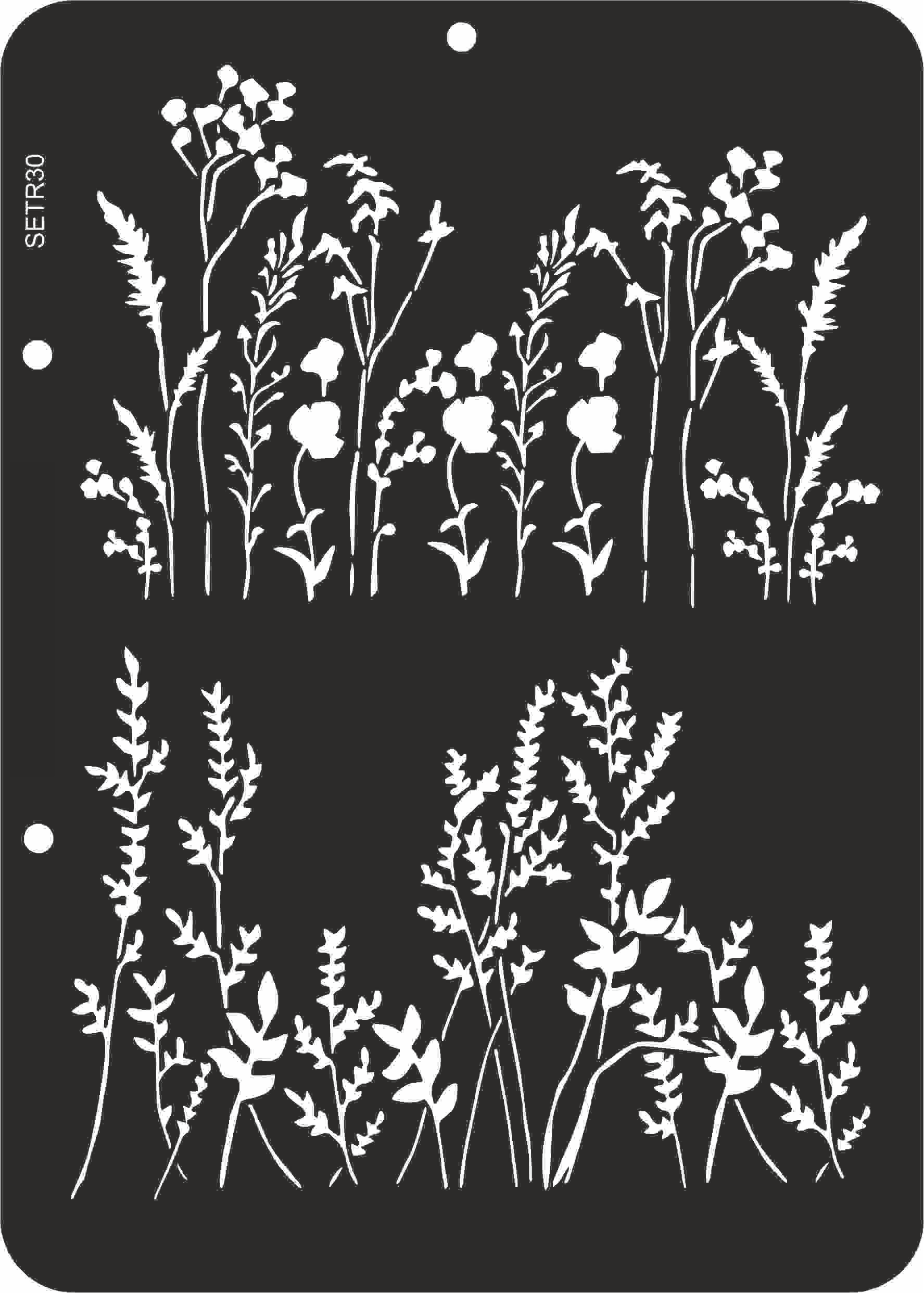 Reusable stencil for decoupage, scrapbooking, mixedmedia techniques, decoration. branches and blades of grass