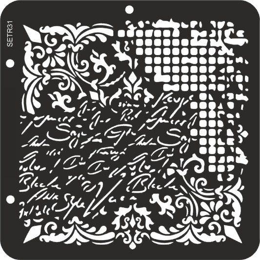 Reusable plastic stencil for decoration, scrapbooking, decoupage 'ScrapEgo' / background manuscript / SETR31