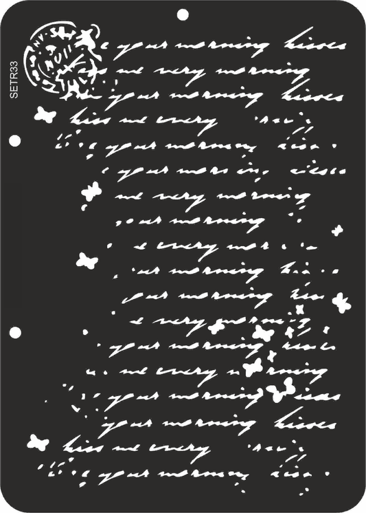 Reusable stencil for decoupage, scrapbooking, mixedmedia techniques, decoration. handwriting