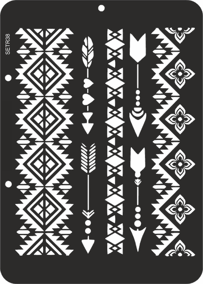 Reusable plastic stencil for decoration, scrapbooking, decoupage / borders / SETR38