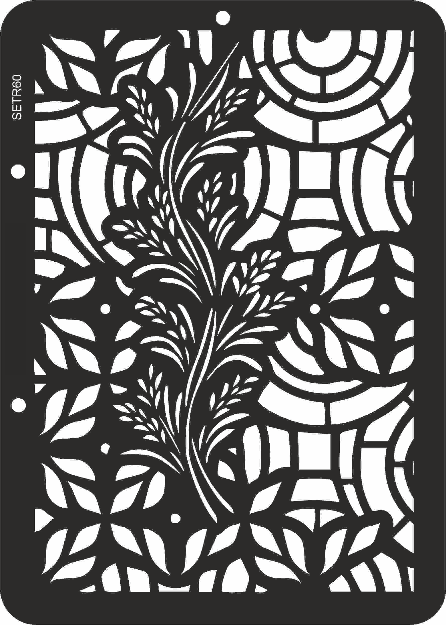 Reusable plastic stencil for decoration, scrapbooking, decoupage 'ScrapEgo' / background & branch / SETR60