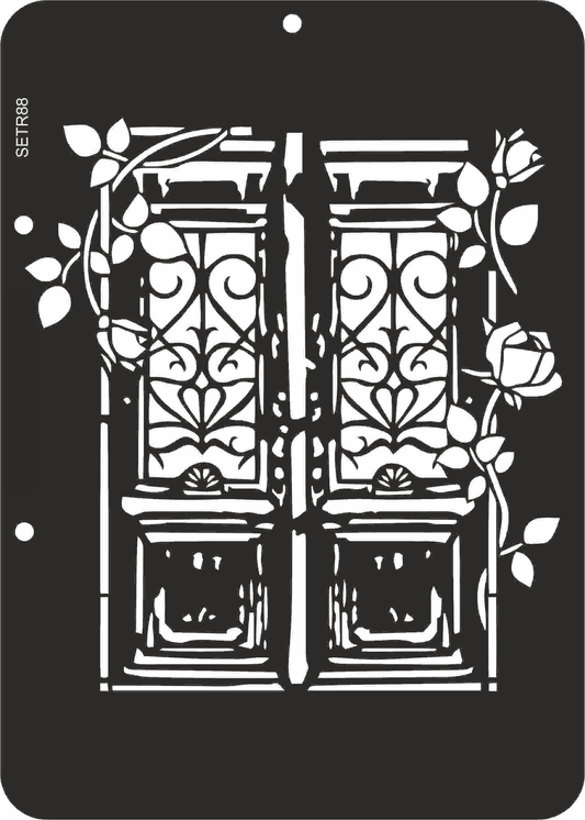 Reusable plastic stencil for decoration, scrapbooking, decoupage 'ScrapEgo' / vintage doors / SETR88